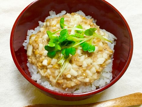 ひきわり納豆と粗みじん切シャキシャキ長芋丼♡